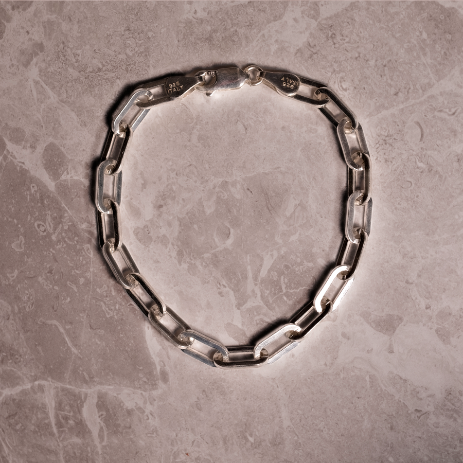 Elongated Link Sterling Silver Bracelet Available in 7" & 8" made of Italian .925 Silver